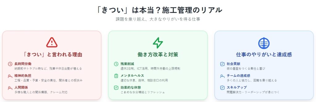 「きつい」は本当？施工管理の大変さとやりがい、そして対策