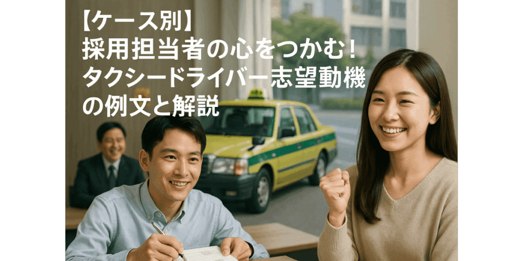 【ケース別】採用担当者の心をつかむ！タクシードライバー志望動機の例文と解説