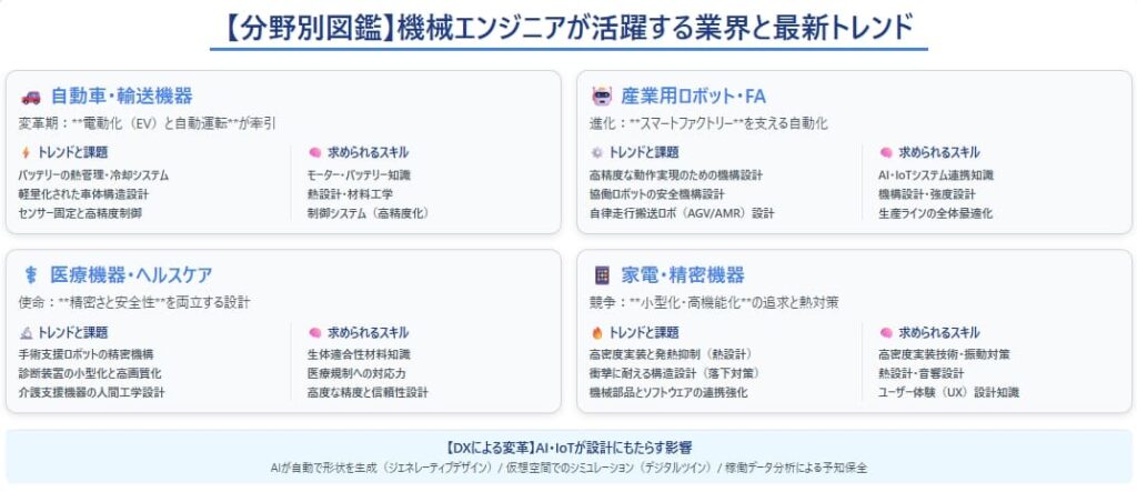 【分野別図鑑】機械エンジニアが活躍する業界と最新トレンド