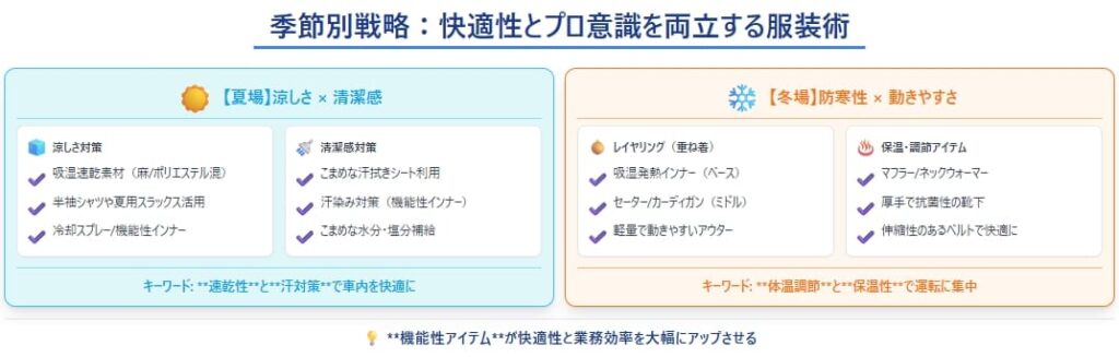 季節別！快適に働くための服装選びと機能性アイテム