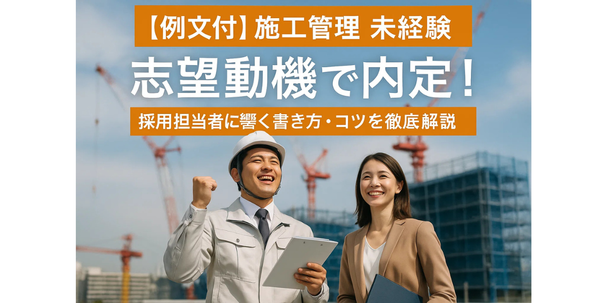 【例文付】施工管理 未経験 志望動機で内定！採用担当者に響く書き方・コツを徹底解説