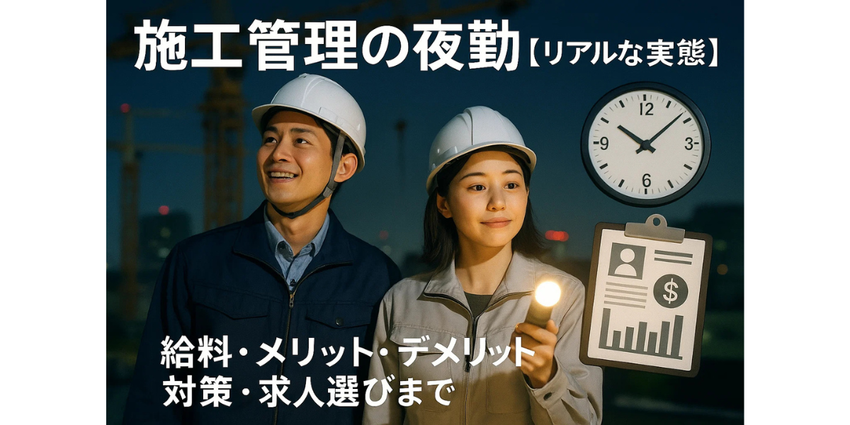 施工管理の夜勤【リアルな実態】給料・メリット・デメリット・対策・求人選びまで