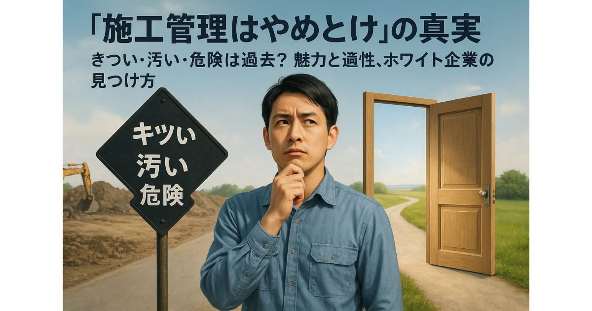 「施工管理はやめとけ」の真実｜きつい・汚い・危険は過去？魅力と適性、ホワイト企業の見つけ方