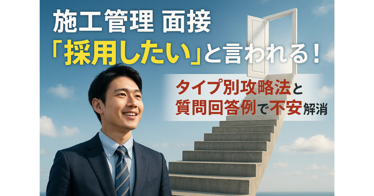 施工管理 面接で「採用したい」と言われる！タイプ別攻略法と質問回答例で不安解消