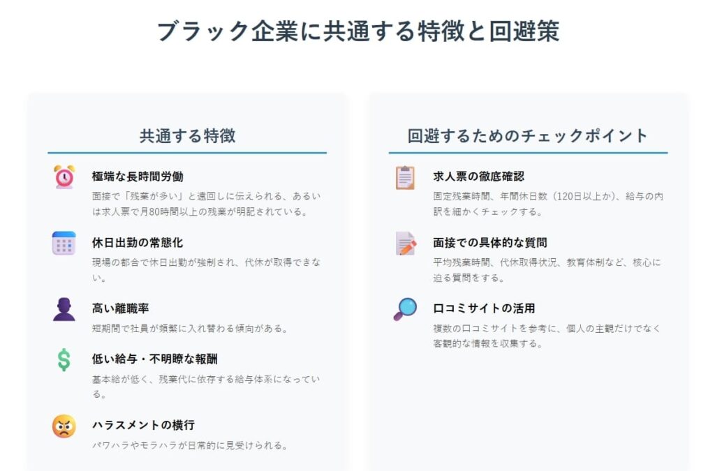 ブラック企業に共通する特徴と回避策