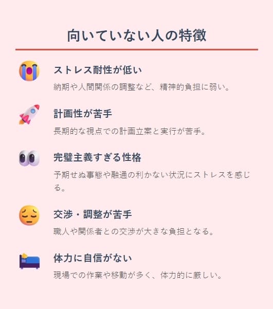 施工管理に向いていない人の特徴