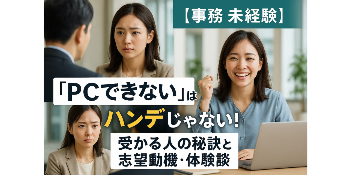 【事務 未経験】「PCできない」はハンデじゃない！受かる人の秘訣と志望動機・体験談