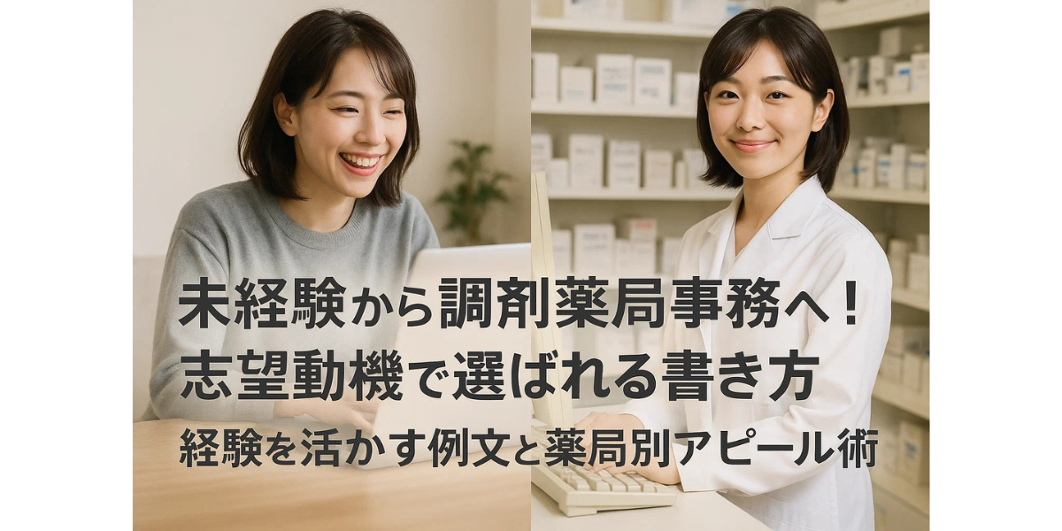 未経験から調剤薬局事務へ！志望動機で選ばれる書き方｜経験を活かす例文と薬局別アピール術