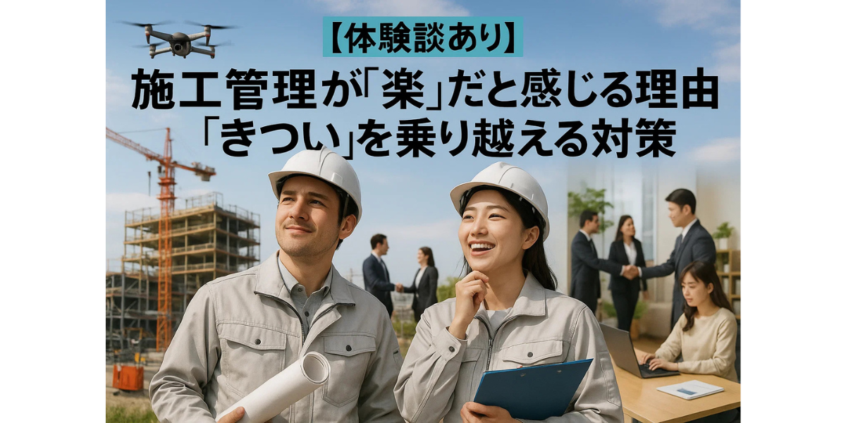 【体験談あり】施工管理が「楽」だと感じる理由と「きつい」を乗り越える対策