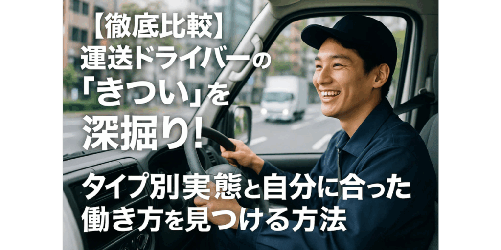 【徹底比較】運送ドライバーの「きつい」を深掘り！タイプ別実態と自分に合った働き方を見つける方法