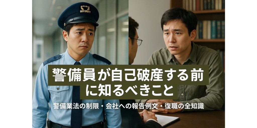 警備員が自己破産する前に知るべきこと｜警備業法の制限・会社への報告例文・復職の全知識