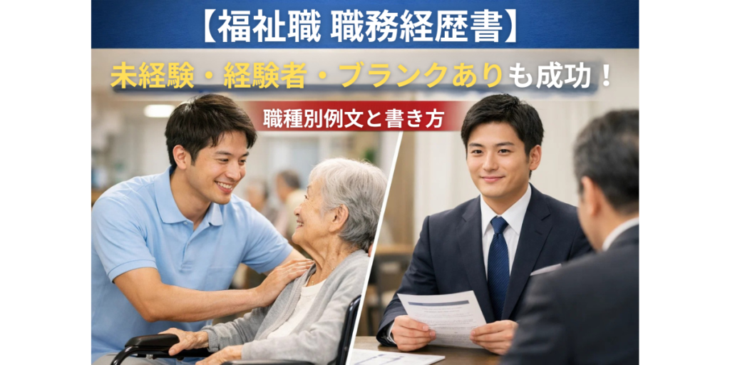 【福祉職 職務経歴書】未経験・経験者・ブランクありも成功！職種別例文と書き方