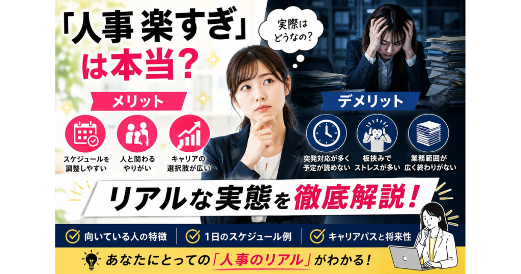 人事-楽すぎは本当？メリット・デメリットからリアルな実態を徹底解説