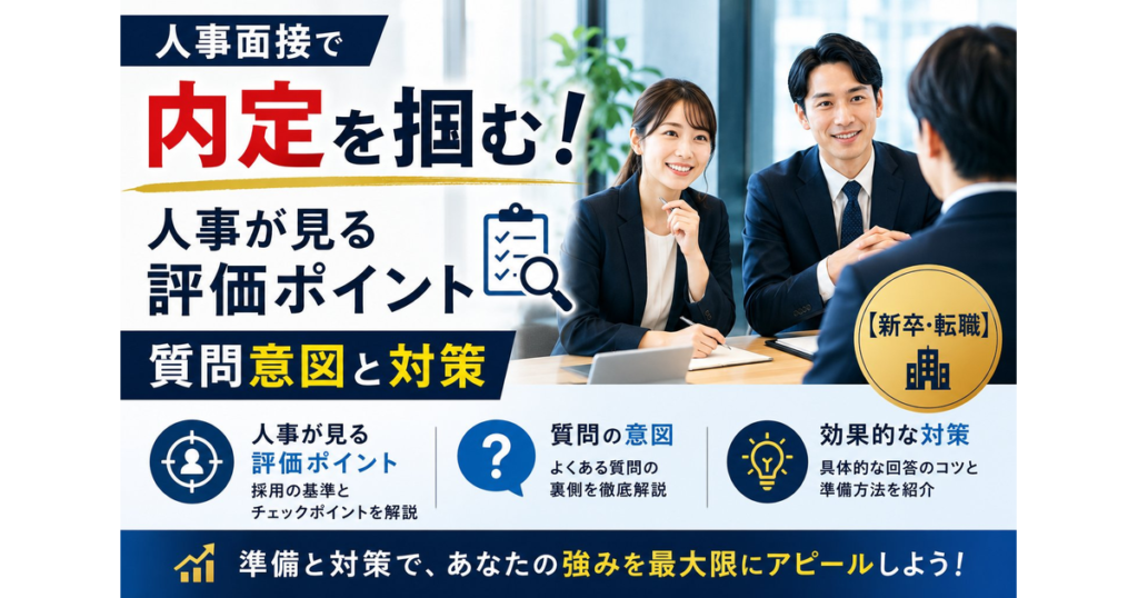 人事面接で内定を掴む！人事が見る評価ポイント・質問意図と対策【新卒・転職】