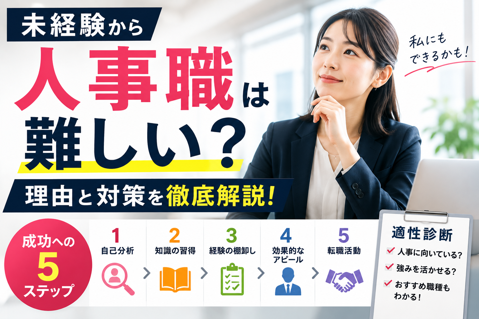 未経験から人事職は難しい？理由と対策を徹底解説！成功への5ステップ・適性診断