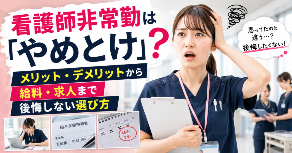 看護師非常勤は「やめとけ」？メリット・デメリットから給料・求人まで後悔しない選び方