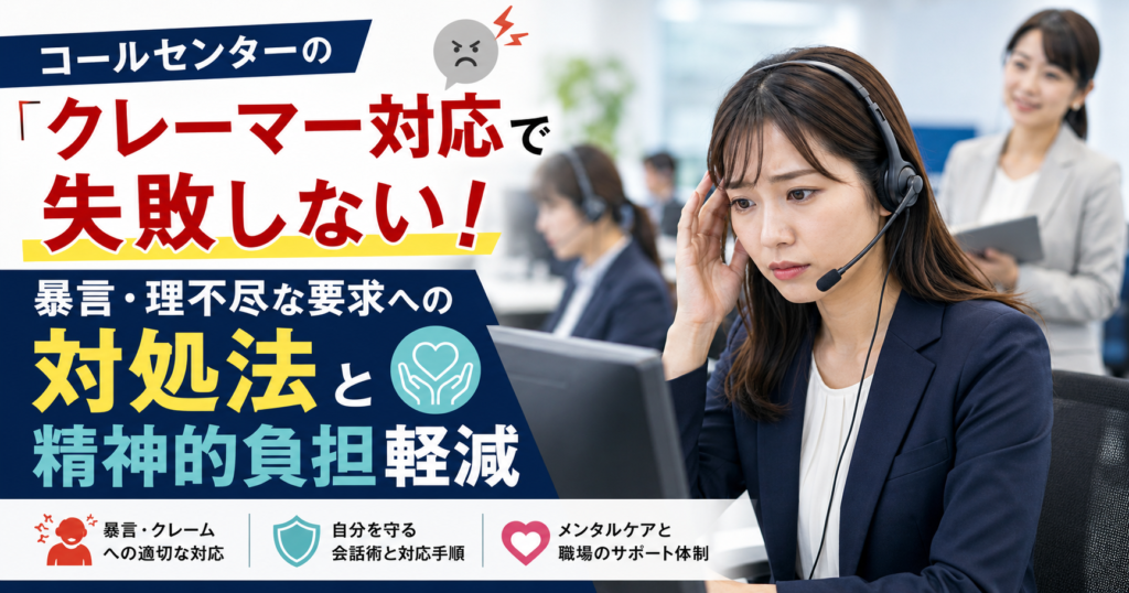 コールセンターのクレーマー対応で失敗しない！暴言・理不尽な要求への対処法と精神的負担軽減